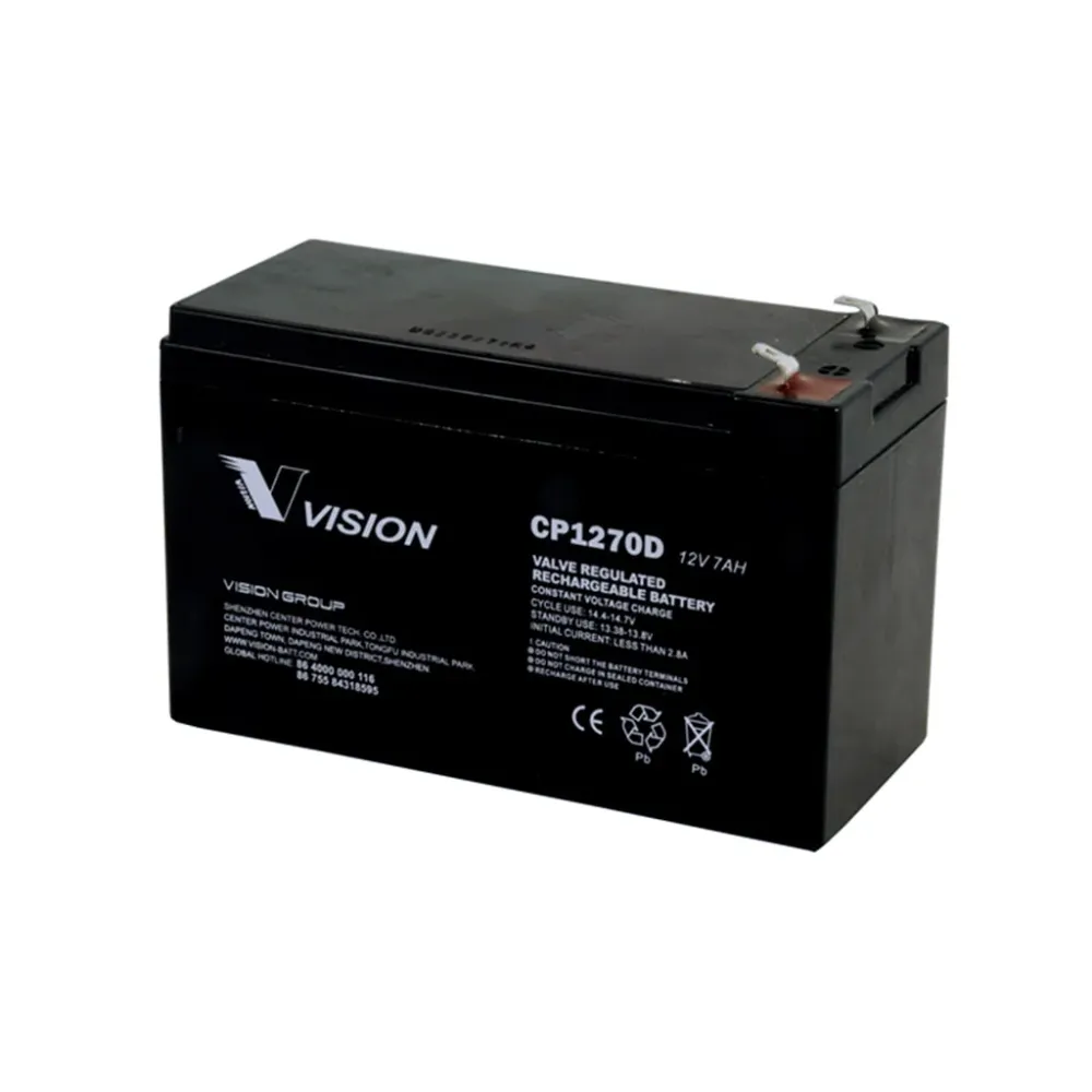12V/7Ah Monoblock AGM 12v 7Ah (C20) CP1270 VISION BATTERY con Cargador Incluido