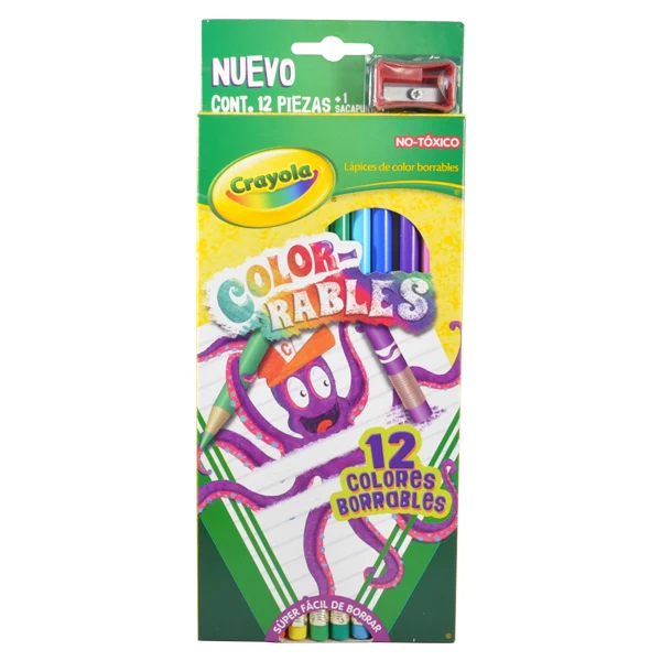 Alta Duración COLORES MADERA BORRABLES LARGOS 12 PZ 4412 CRAYOLA MNK