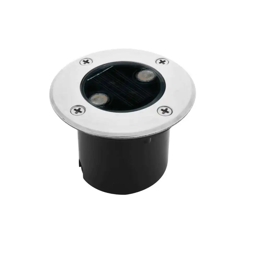 Alta Duración Luminario solar empotrar redondo led acero inoxidable 2w blanco calido 120 con sensor de obscuridad bateria...