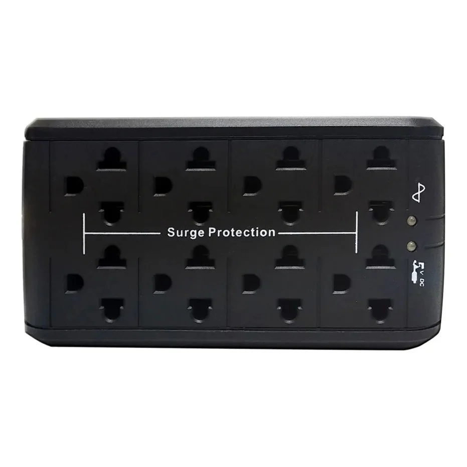 Alta Duración Protector de Voltaje Uprotection con 8 Tomas y 2 Puertos USB - 1200VA de Potencia