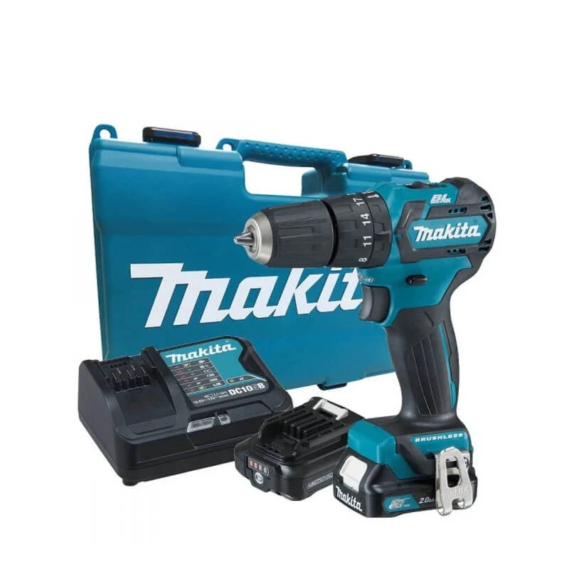 Alta Duración Taladro Percutor sin escobillas 12Vmax CXT BL 10mm con 2 baterías y maletín Makita HP332DSAE