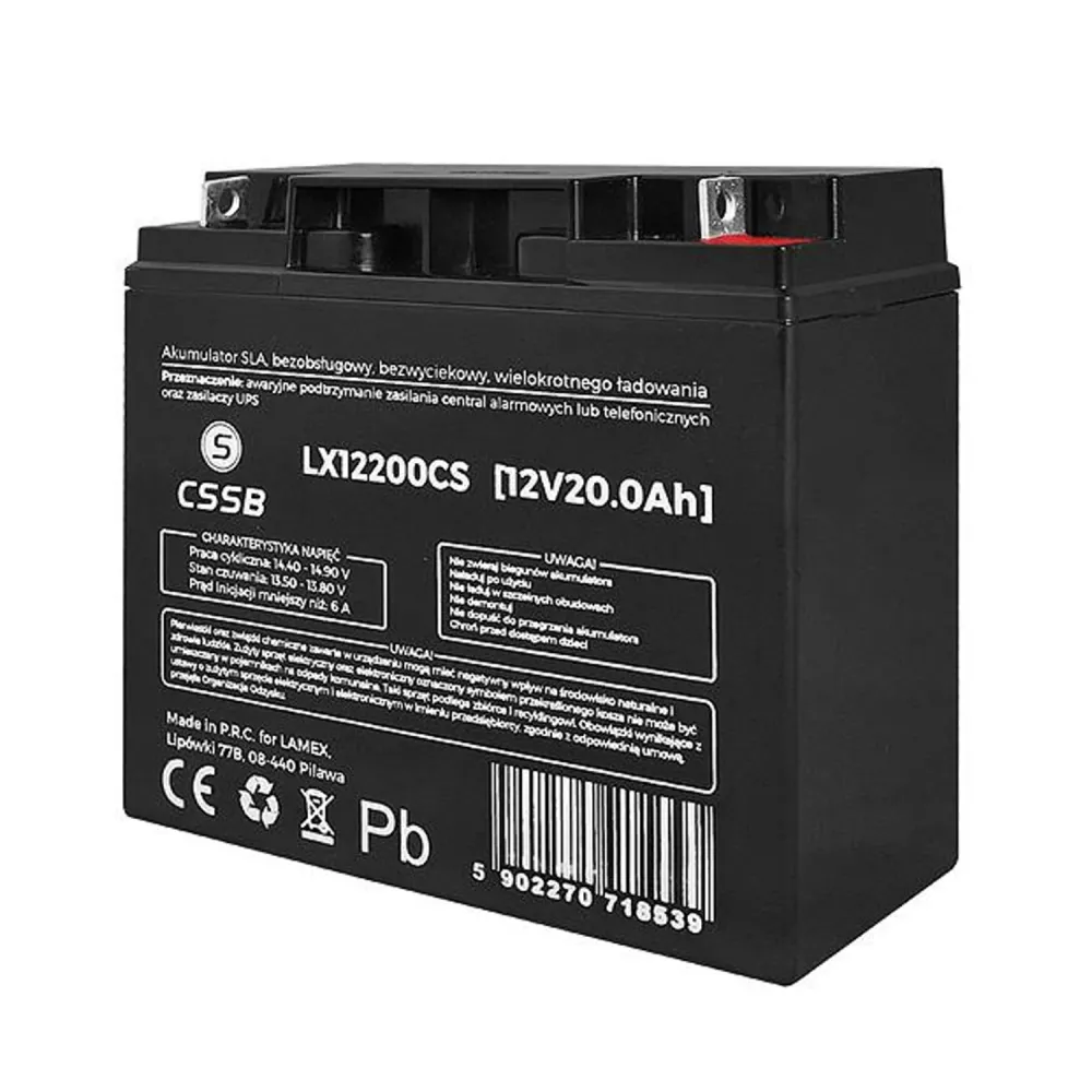 Baterí de gel 12V 20Ah, dimensiones: 74 x 164 x 178 mm LX12200 con Tecnologí de Larga Duración