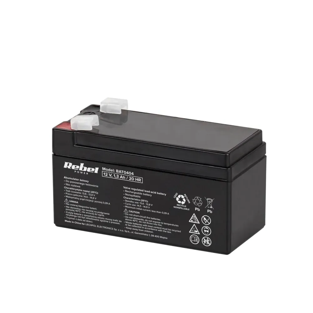 Baterí de gel Rebel sin mantenimiento 12V 1,3Ah, larga duración con Estuche de Almacenamiento