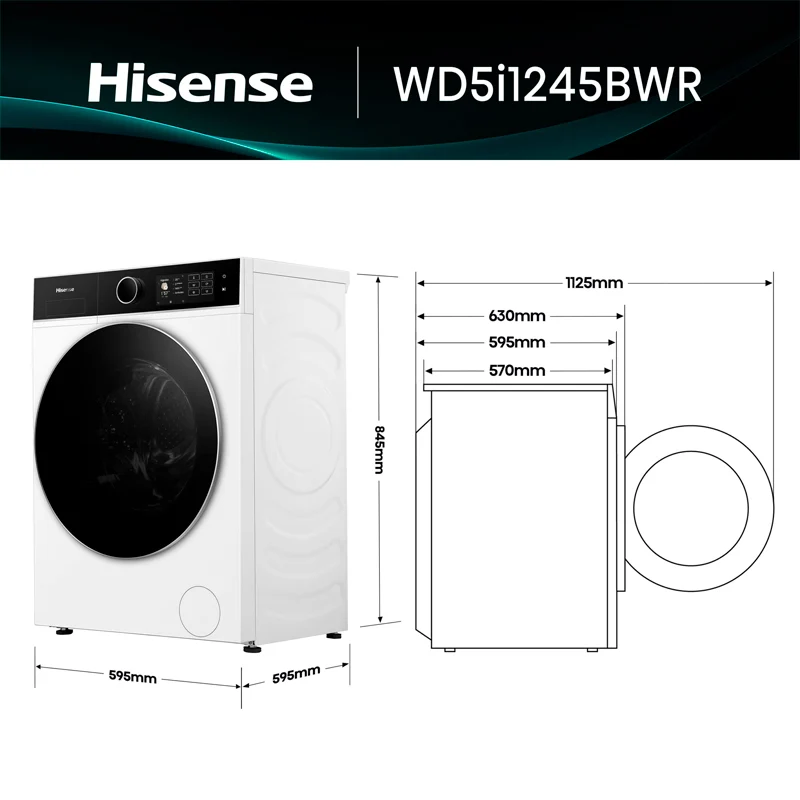 Baterí de 9V Lavasecadora Hisense WD5i1245BWR 12Kg