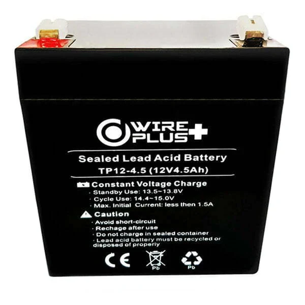 Baterí Wireplus 12V 4.5Ah de Alta Eficiencia con Cargador Incluido