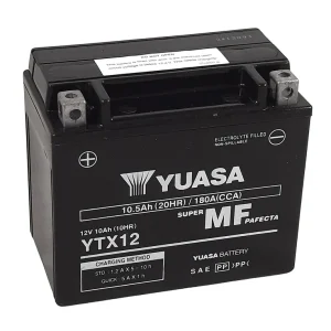 Baterí YUASA W/C activada de fábrica sin mantenimiento - YTX12 (FA) para Dispositivos de Alto Consumo