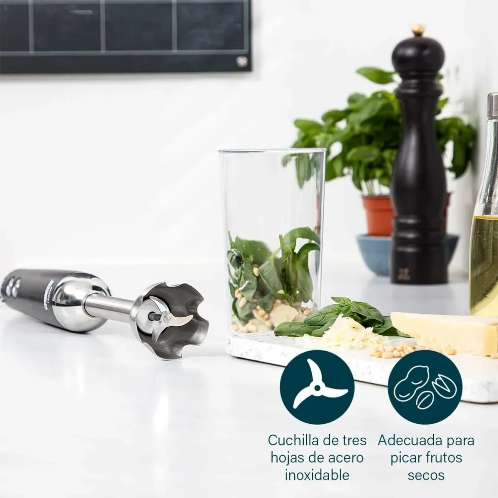 Batidora de mano Princess 221229 1200W con vaso medidor inox con Cargador Incluido