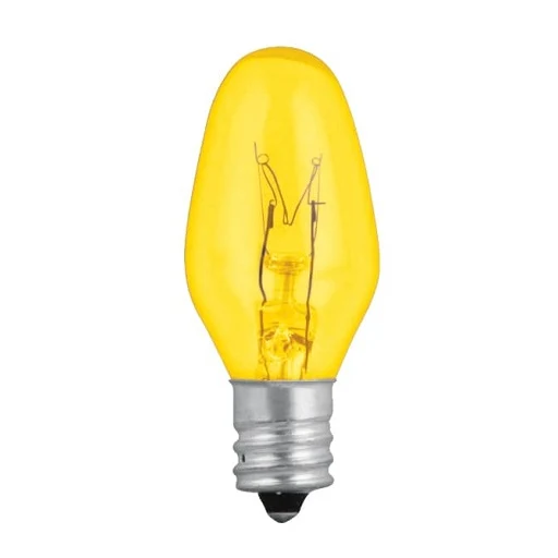 Bombillo Candelabro 120V AC Amarillo - Rosca E12