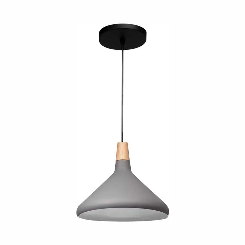 Candil lamina acero gris detalle madera 26x120cm e27 127v maxxi