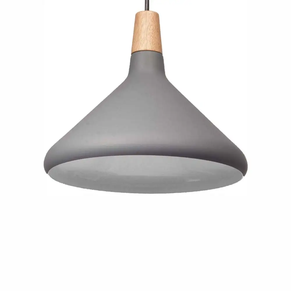 Candil lamina acero gris detalle madera 26x120cm e27 127v maxxi