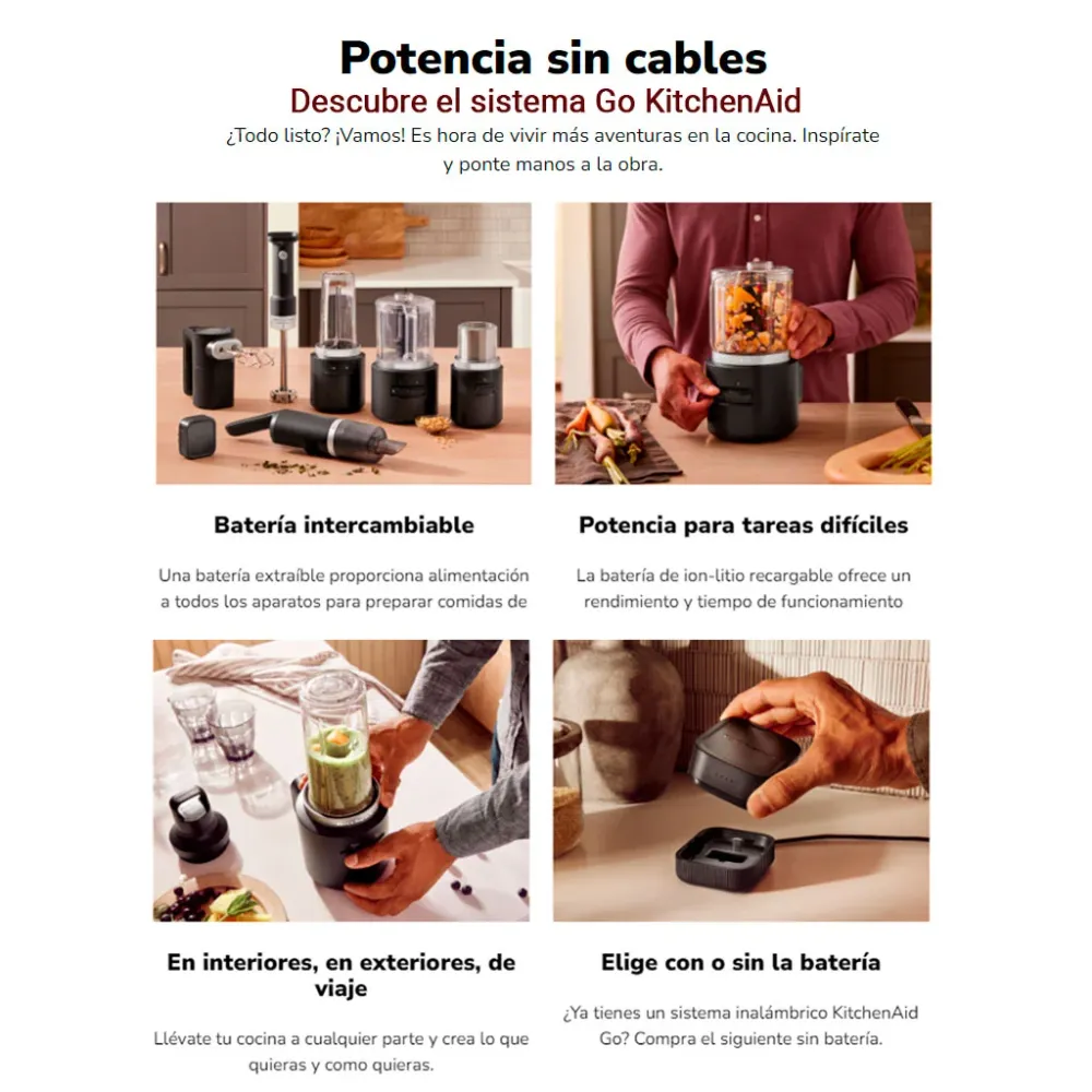 Cargador de baterí inalámbrica Go 12V KitchenAid con Cargador Incluido