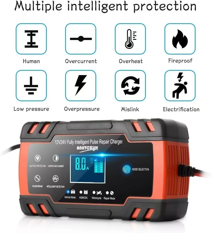 Cargador Inteligente de Baterías 12v 24v | Recargables 1000 Veces |