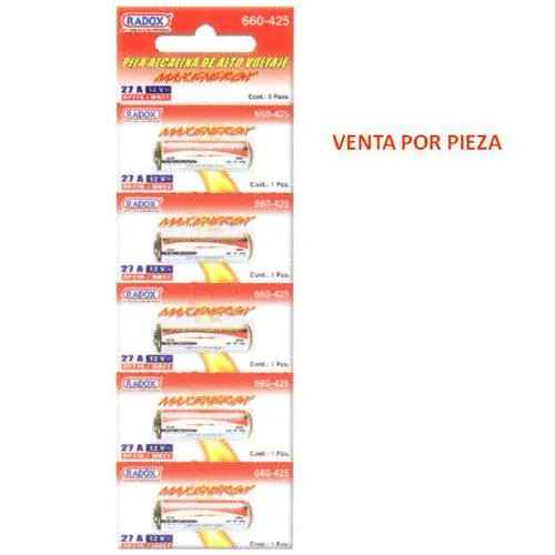 Cargador Inteligente TIRA 5 PZAS. DE PILA ALCALINA DE LARGO VOLTAGE 12Vcc 27 RADOX 660-425