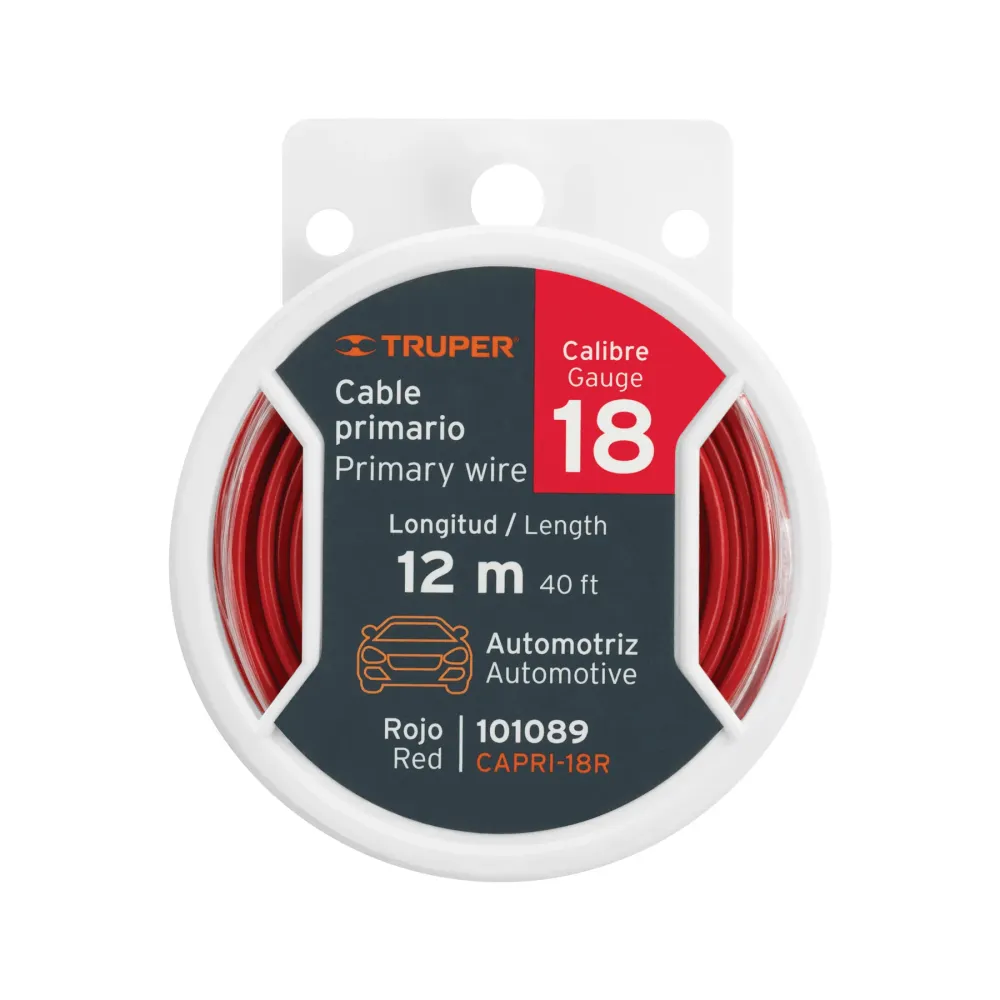 Certificadas CE CARRETE CON 12 M DE CABLE PRIMARIO ROJO CALIBRE 18, TRUPER