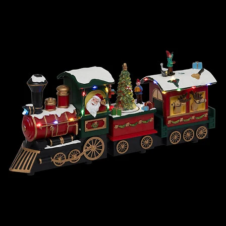 Certificadas CE Pueblo luminoso tren Papá Noel muñeco de nieve 12 LED musical con movimiento