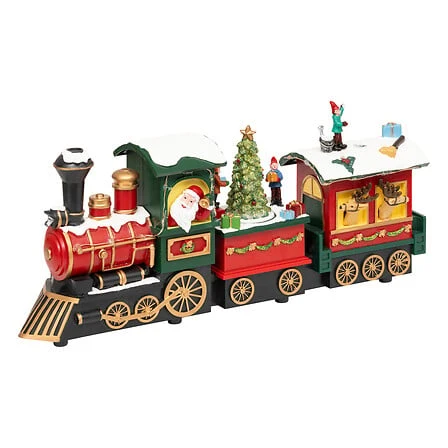 Certificadas CE Pueblo luminoso tren Papá Noel muñeco de nieve 12 LED musical con movimiento