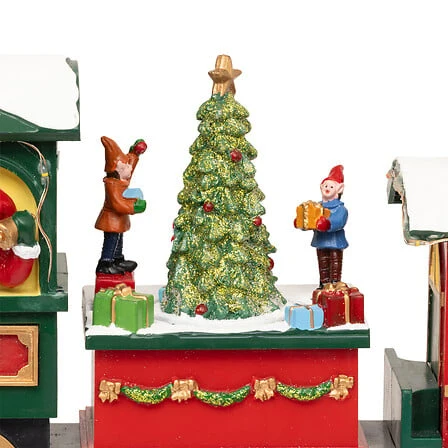 Certificadas CE Pueblo luminoso tren Papá Noel muñeco de nieve 12 LED musical con movimiento