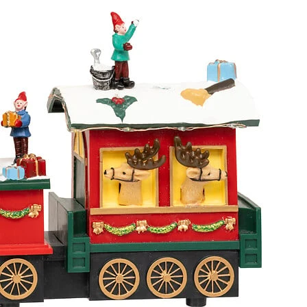 Certificadas CE Pueblo luminoso tren Papá Noel muñeco de nieve 12 LED musical con movimiento