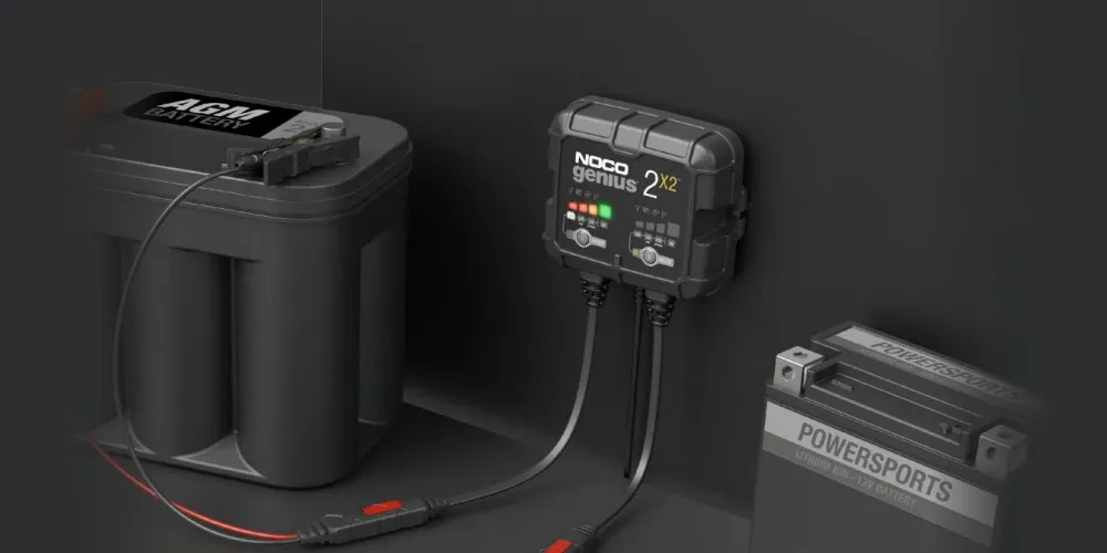 Genius 6V/12V 4-Amp Avanzado Battery Charger Battery Maintainer, and Battery Desulfator Max 30 Watts x 2 Banks NOCO GENIUS...