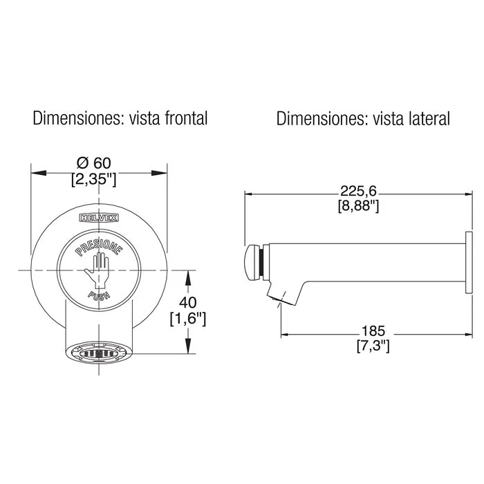 LLAVE DE LAVABO TEMPORIZADORA PARED-TV-121-1.9 | Recargables 1000 Veces |
