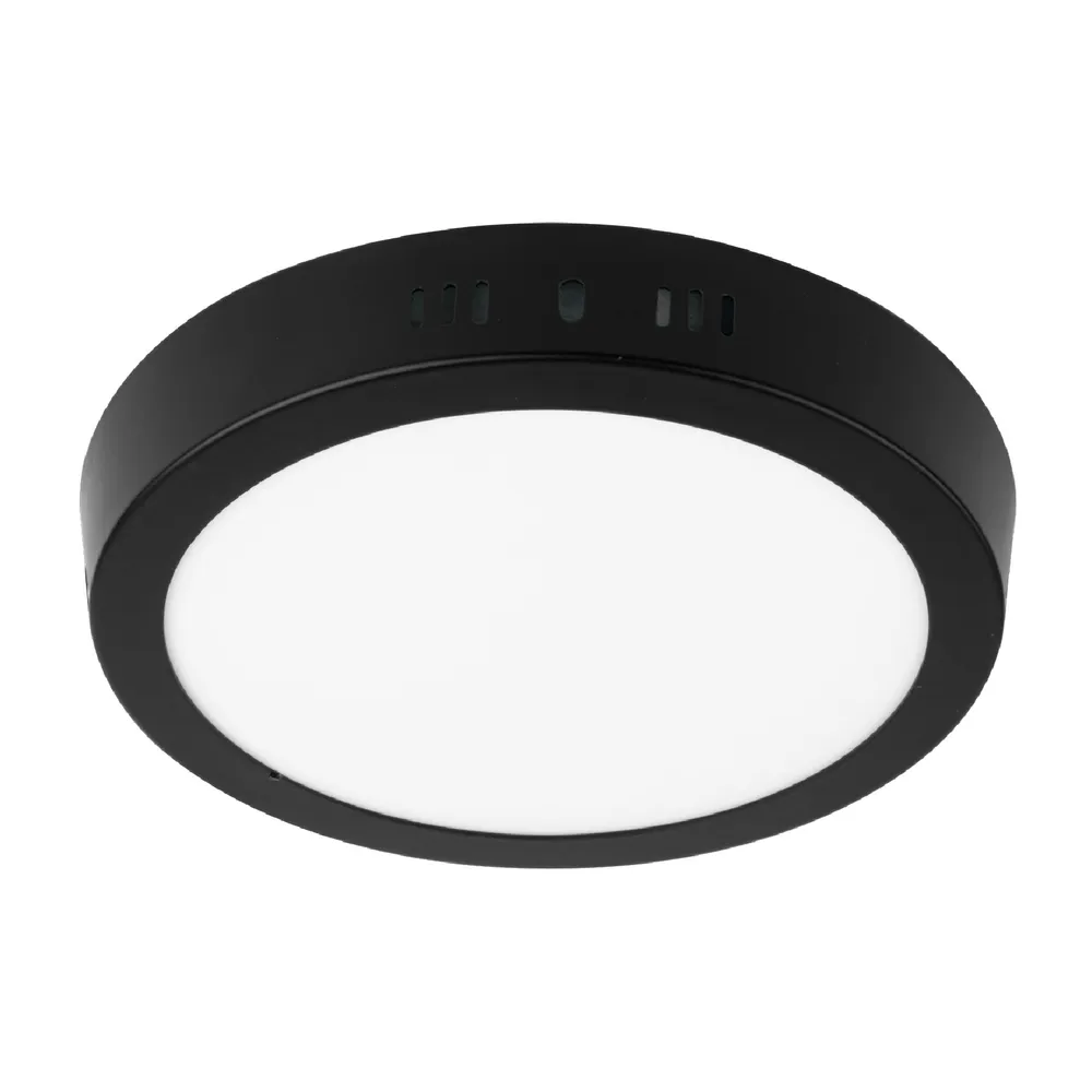 Luminario de LED 12 W redondo tipo plafón luz de dí, negro para Dispositivos de Alto Consumo