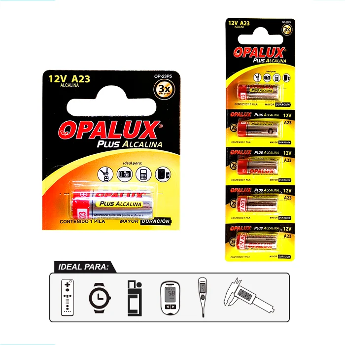 PILAS ALCALINA 12V A23 "OPALUX" ( und ) de Baja Autodescarga