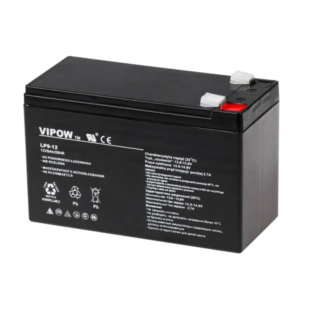Pilas Alcalinas Baterí de gel VIPOW, sin mantenimiento, de larga duración, 12V 9Ah