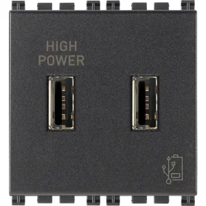 Pilas Alcalinas Unidad alimentacion usb 5v. 2.1A. 2 Mod. 120-230V. Gris plana vimar