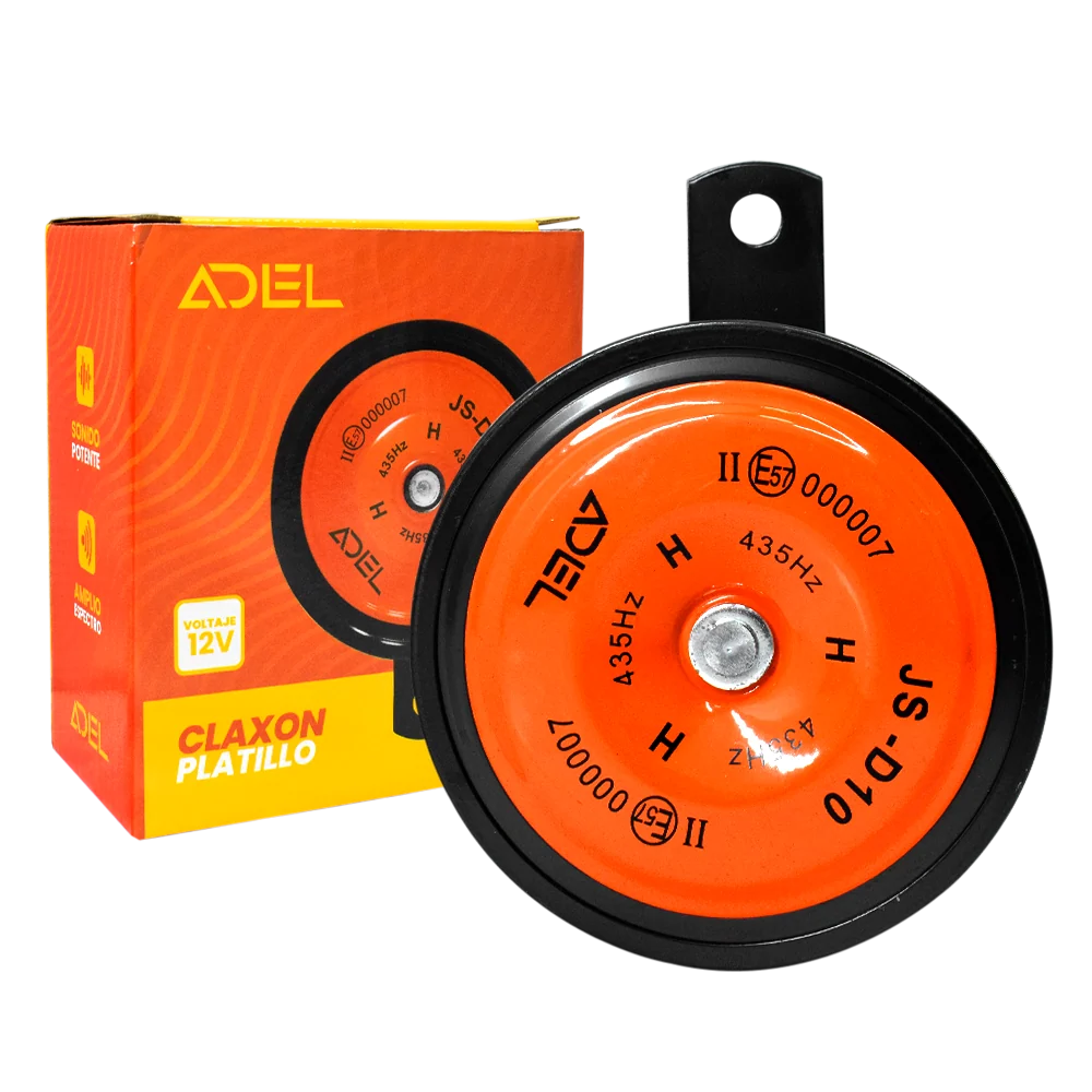 Pilas de Baterí Bocina Claxon Platillo Naranja 12 V ADEL