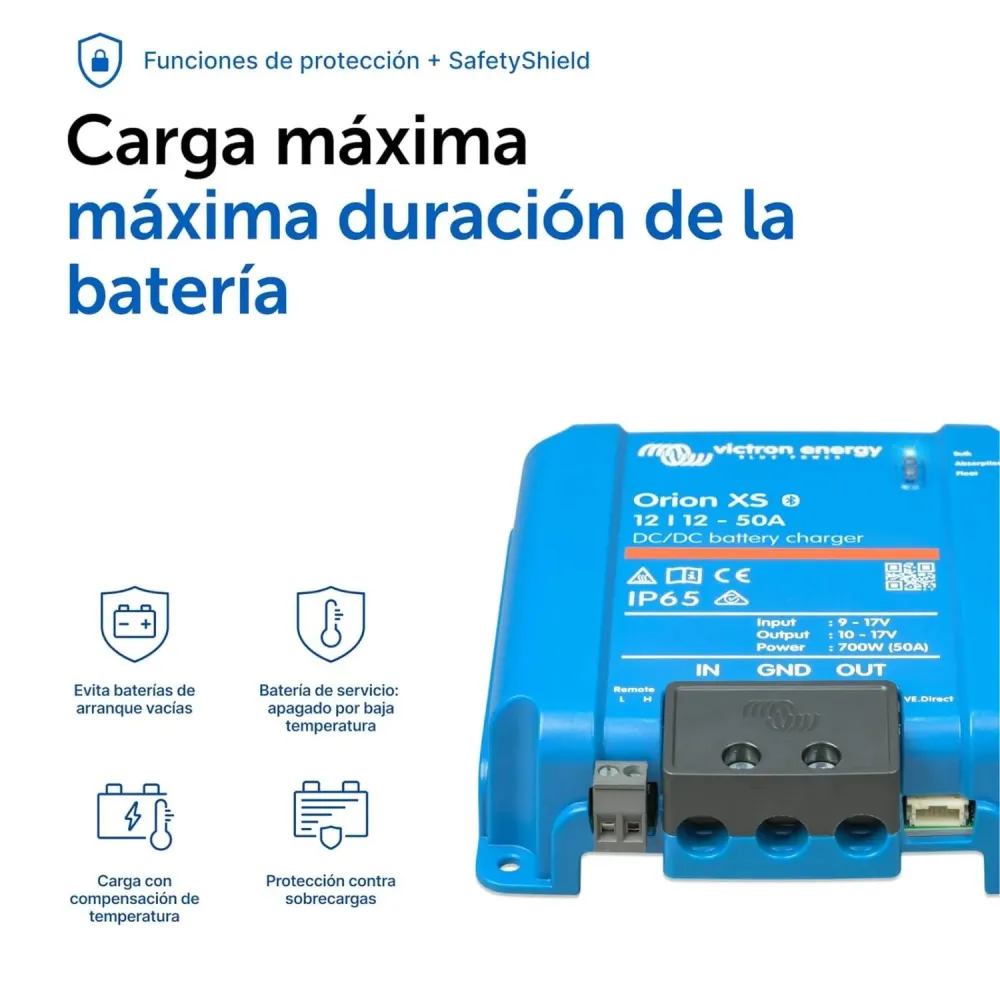 Pilas de Baterí Cargador inteligente CC/CC Victron Energy Orion XS 12/12 50A (700W)