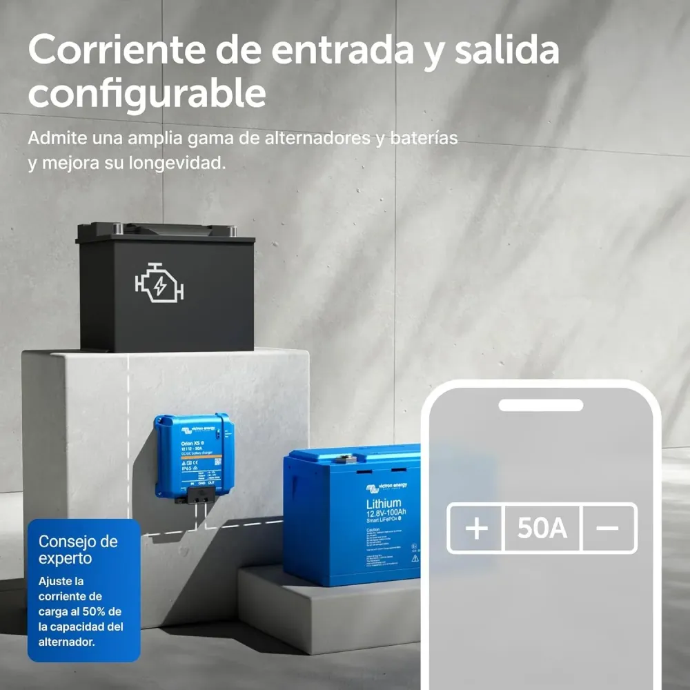 Pilas de Baterí Cargador inteligente CC/CC Victron Energy Orion XS 12/12 50A (700W)