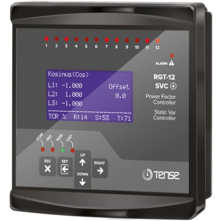 Pilas de Baterí RGT-12SVC - Controlador de potencia reactiva de 12 niveles +TCR con RS485 ModBus RTU