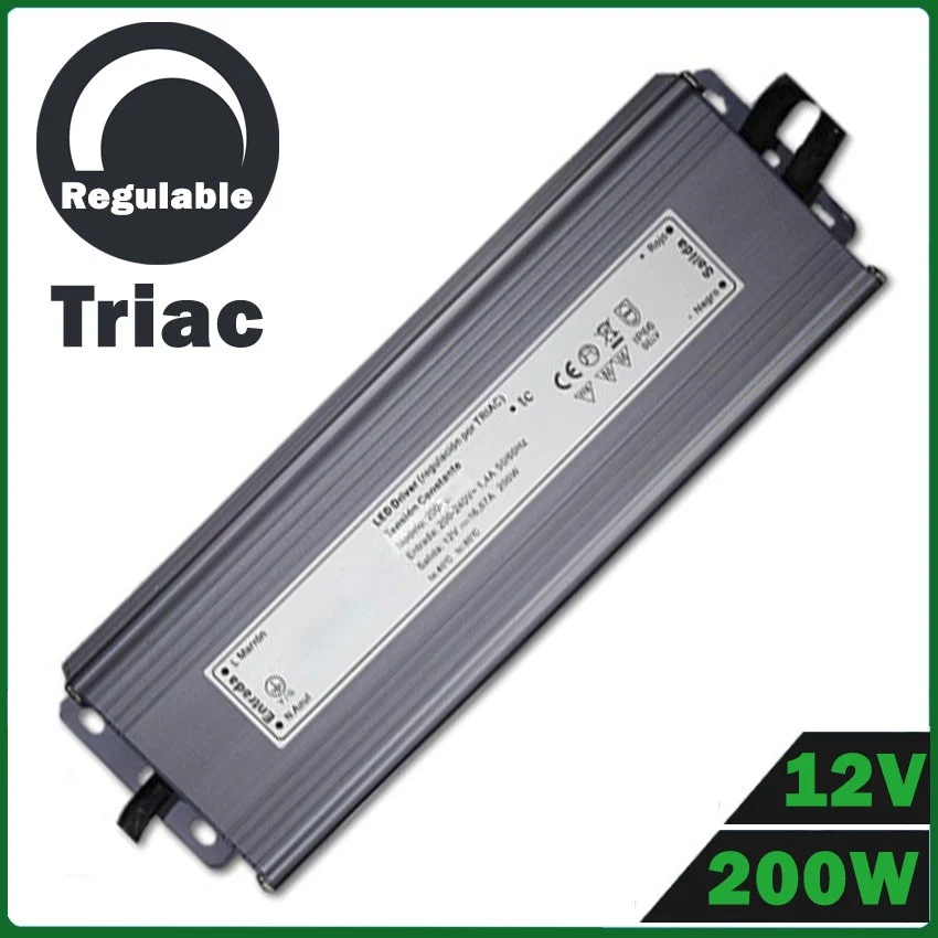 Pilas de Litio Fuente de Alimentación LED 200W 12V Regulable TRIAC