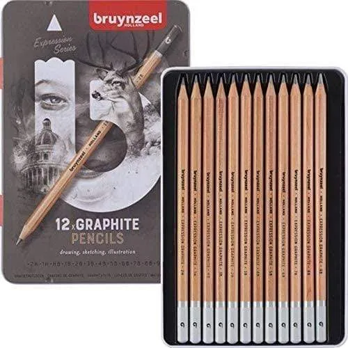 Pilas de Reloj Bruynzeel lapiceros grafito para ilustracion caja metalica 12ud