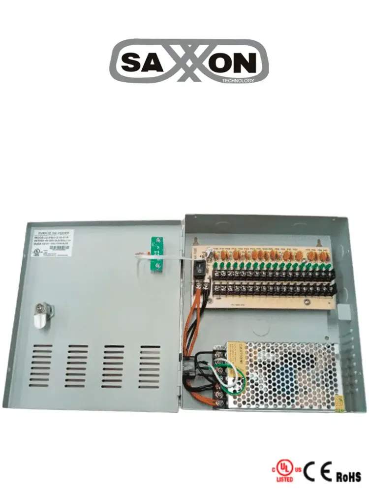 Recargables Premium SAXXON PSU1210D18 - Fuente de Poder de 12 vcd/ 10 Amperes/ Para 18 Camaras/ 0.55 Amperes por Canal/ Pr...
