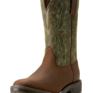 Ridgeback Round Toe Cowboy Boots Toffee Brown/ Moss Menta 12