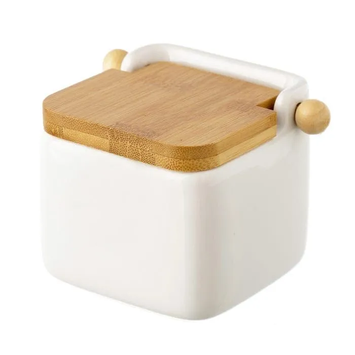 Salero cerámica blanco 12 x 12 x 11 cm de Baja Autodescarga