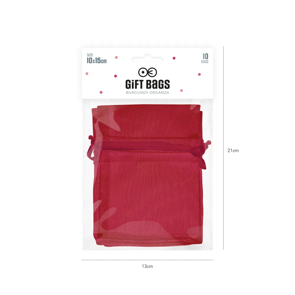 Bolsas de organza grandes granate 10 uds. en Presentación de 3 Unidades