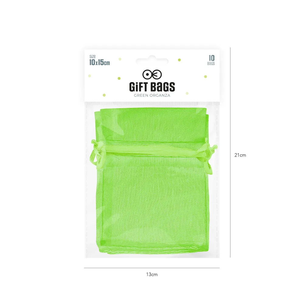 Bolsas de organza verde abultado 10 uds.