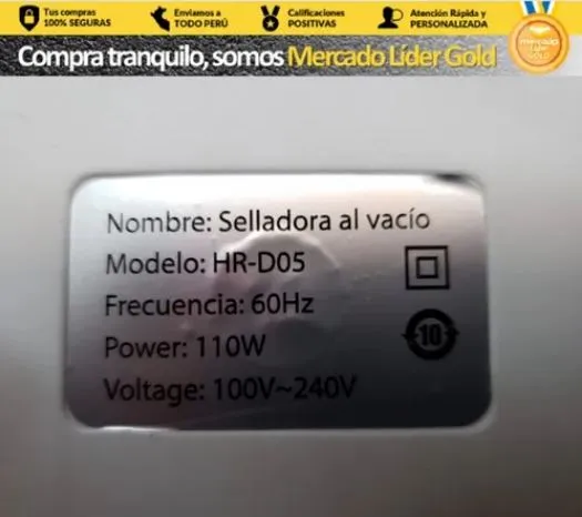 SELLADORA BOLSA AL VACIO 110W + 1 mt BOLSA "HURRICANE" para Hogar y Oficina