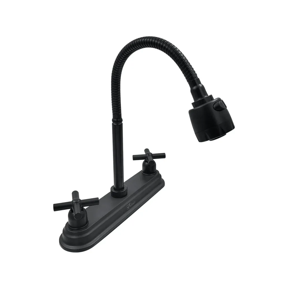 Mezcladora de Fregadero de Cuello Elástico con Manerales ABS y Salida en 2 Funciones Negro Mate