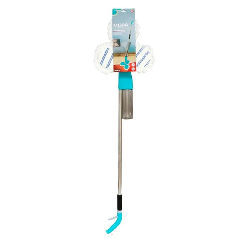 Mopa con 3 gamuzas+depósito de agua azul/inox 120 cm
