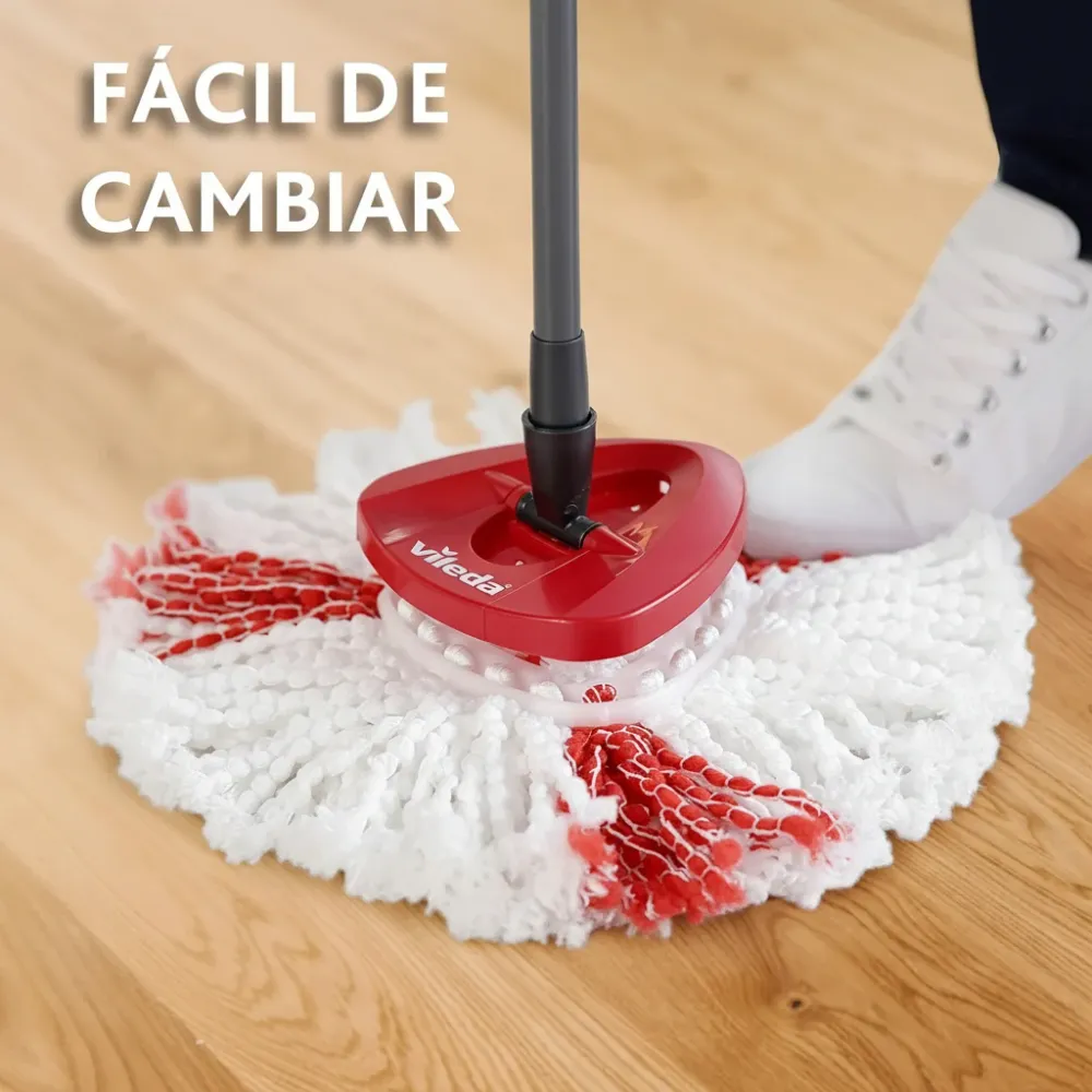 Vileda Easy Wring & Clean Turbo / Sistema de Fregona con Cubo y Pedal / Mango telescópico 125cm./ Cabezal de microfibra 2...
