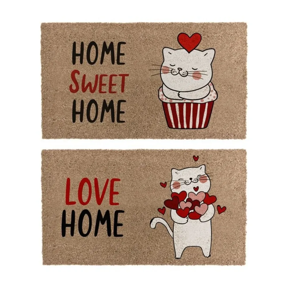 Felpudos Originales 40x70cm 2 Modelos Gatos Amor Animales ''Home Sweet Home" y "Love Home" 1E-04-B