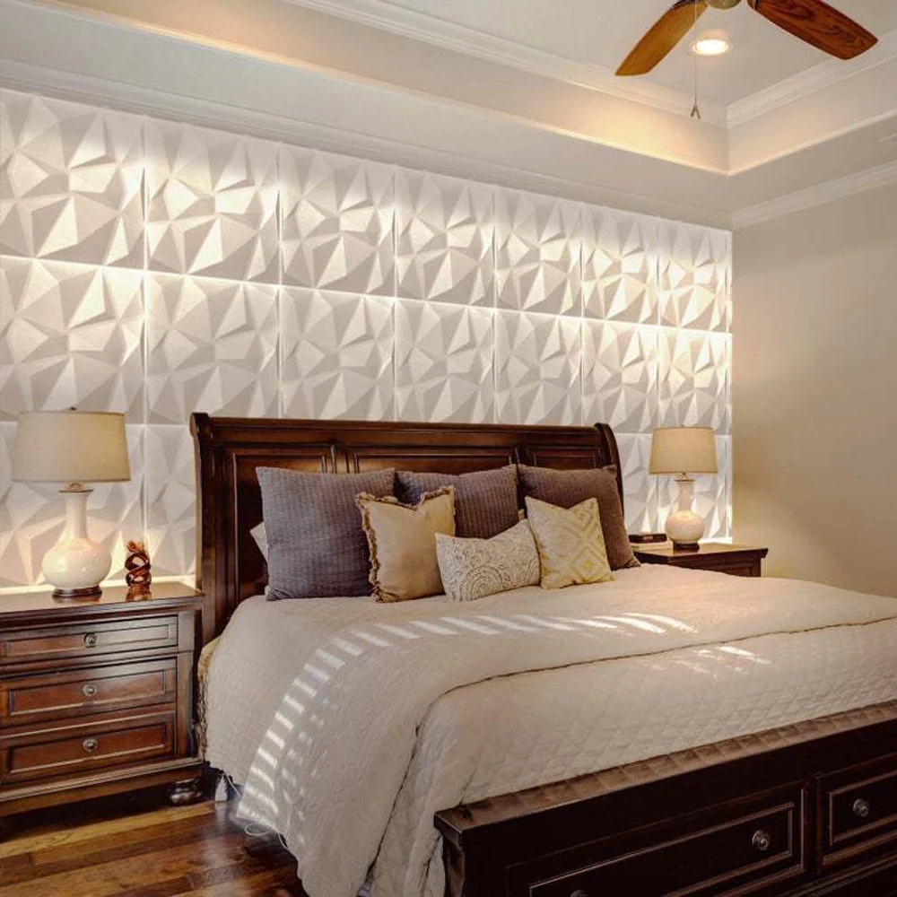 20Pzs Paneles Decorativos 3d para Pared 50x50cm 5m2 Cubiertos, Panel De Pared 3d Diamante Impermeable, con Cinta de Doble...