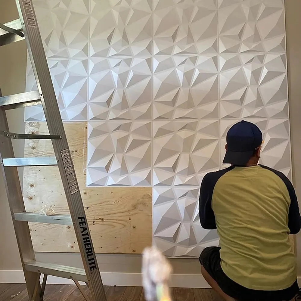 20Pzs Paneles Decorativos 3d para Pared 50x50cm 5m2 Cubiertos, Panel De Pared 3d Diamante Impermeable, con Cinta de Doble...