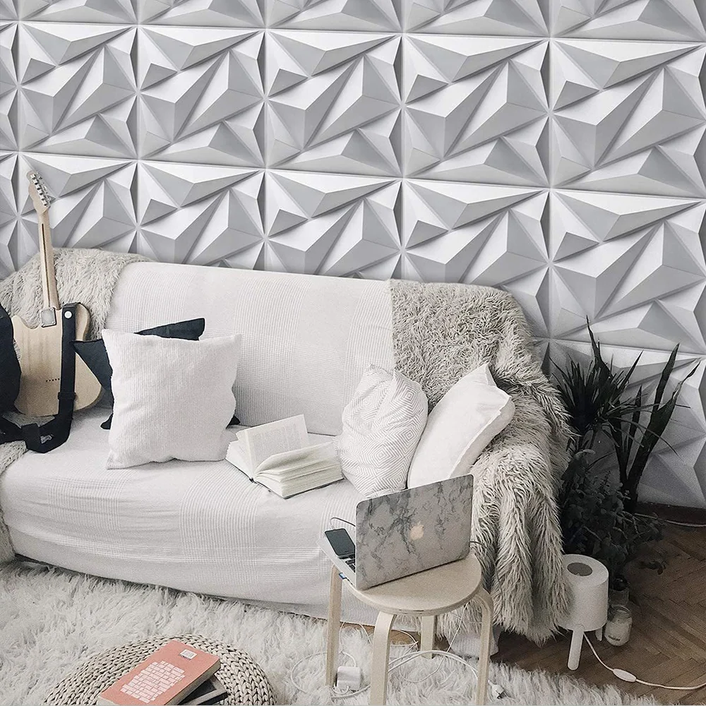 20Pzs Paneles Decorativos 3d para Pared Diagonal 50x50cm 5m2 Cubiertos, Panel De Pared 3d Impermeable, con Cinta de Doble...