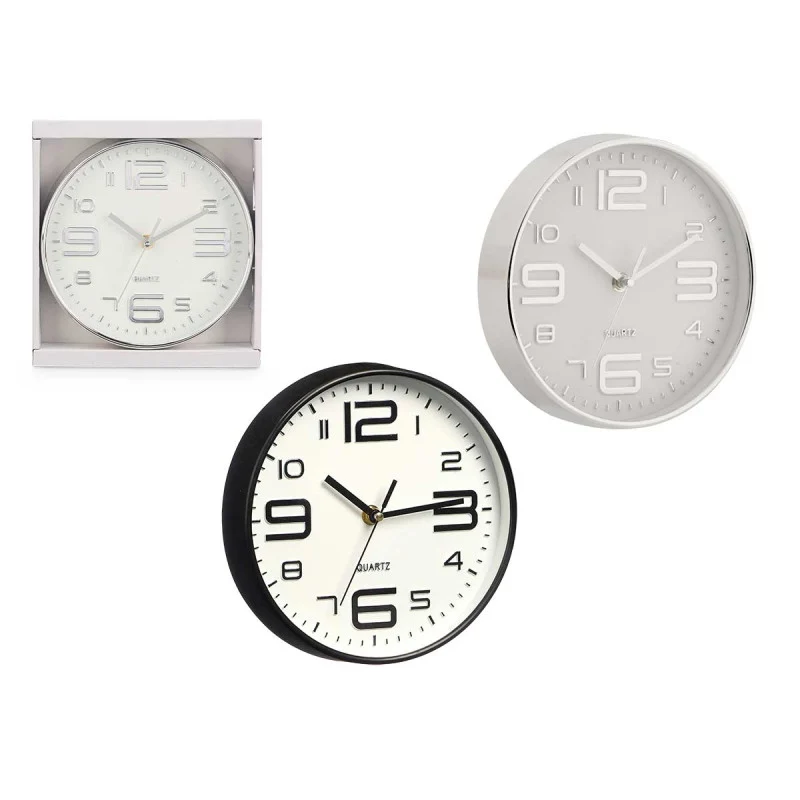 Reloj Redondo 20cm Números Grandes surtido 2 modelos Negro 2B-06-B
