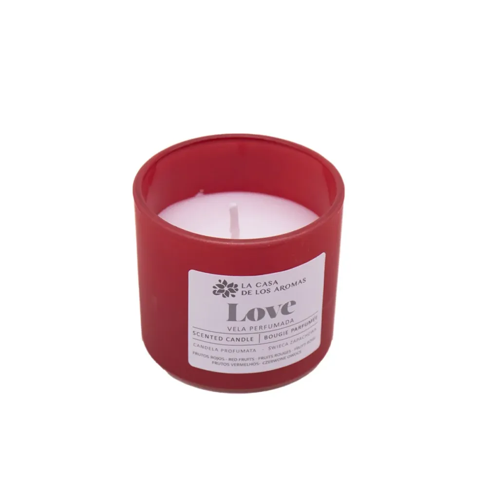 Vela Perfumada Love Frutos Rojos Vaso Vidrio 90g Casa de los Aromas 2D-01-C