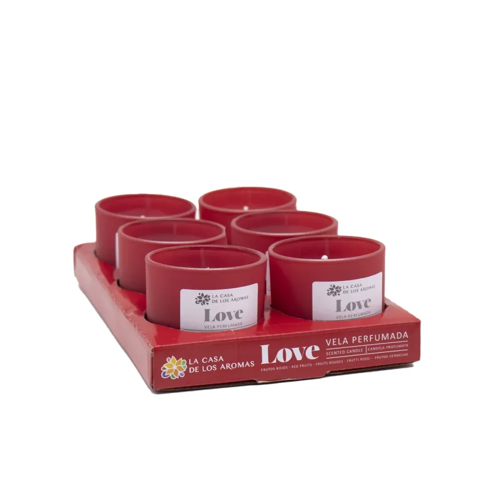 Vela Perfumada Love Frutos Rojos Vaso Vidrio 90g Casa de los Aromas 2D-01-C